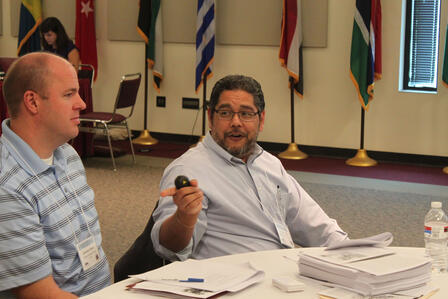 Anthony Quiroz, professor of history at Texas A&M University–Corpus Christi, leads a primary source workshop on Mexican American history.