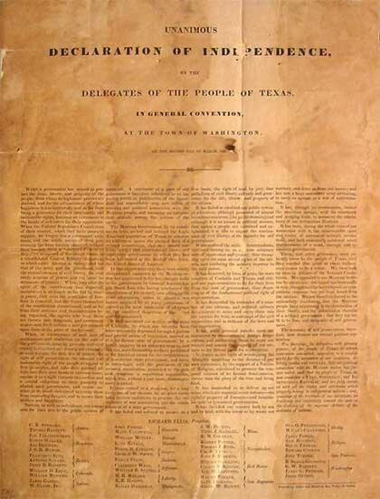 The Texas Declaration of Independence. Photo by J. Williams. The Texas Declaration of Independence