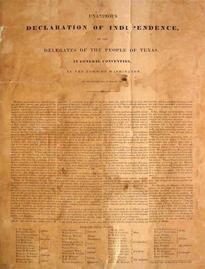The Texas Declaration of Independence. Photo by J. Williams. The Texas Declaration of Independence